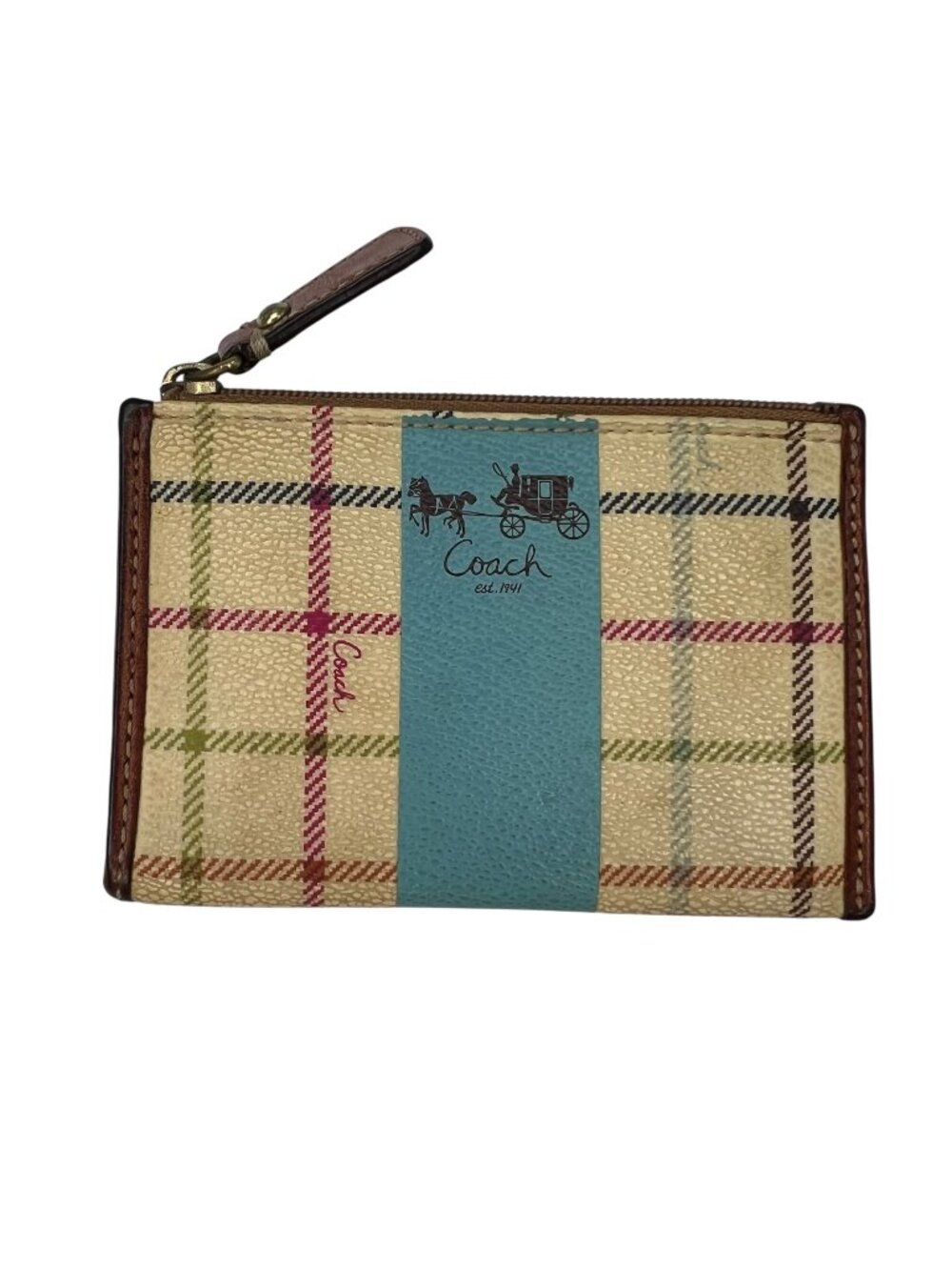 Coach Heritage Blue Stripe Key Chain Card Holder
